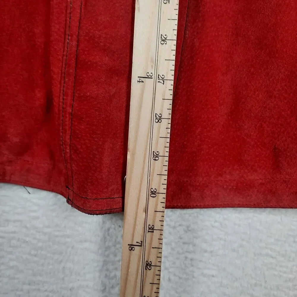 Gitano Vintage Style Leather Suede Jacket Mens Small Hooded Colorblock Green Red